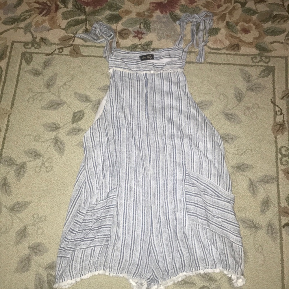 Striped overall romper